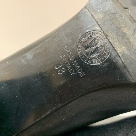 Dyva Black Gold Heeled High Leather Boots 38 - Picture 3 of 12